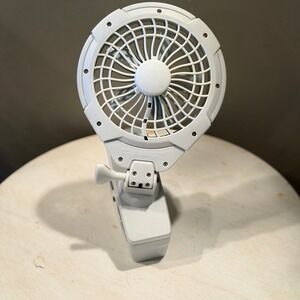 Portable Clip On‎ Fan Battery Operated 2 Speed White Gray Model FC05807